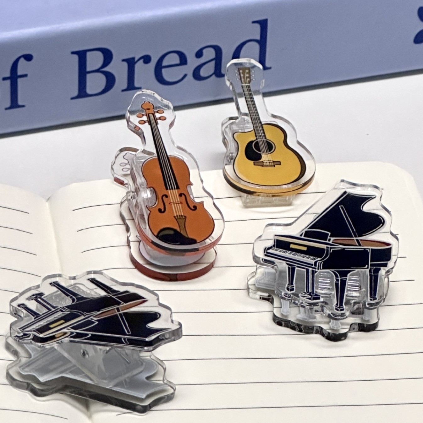Musical Instrument Coloring Pages - Muziekinstrumentvormige bladmuziekclips Acryl transparante PP-clips Paginamarkering