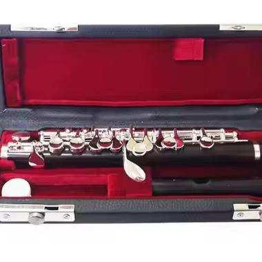 Musical Instrument Piccolo - Ebbenhouten Piccolo met verzilverd muziekinstrument