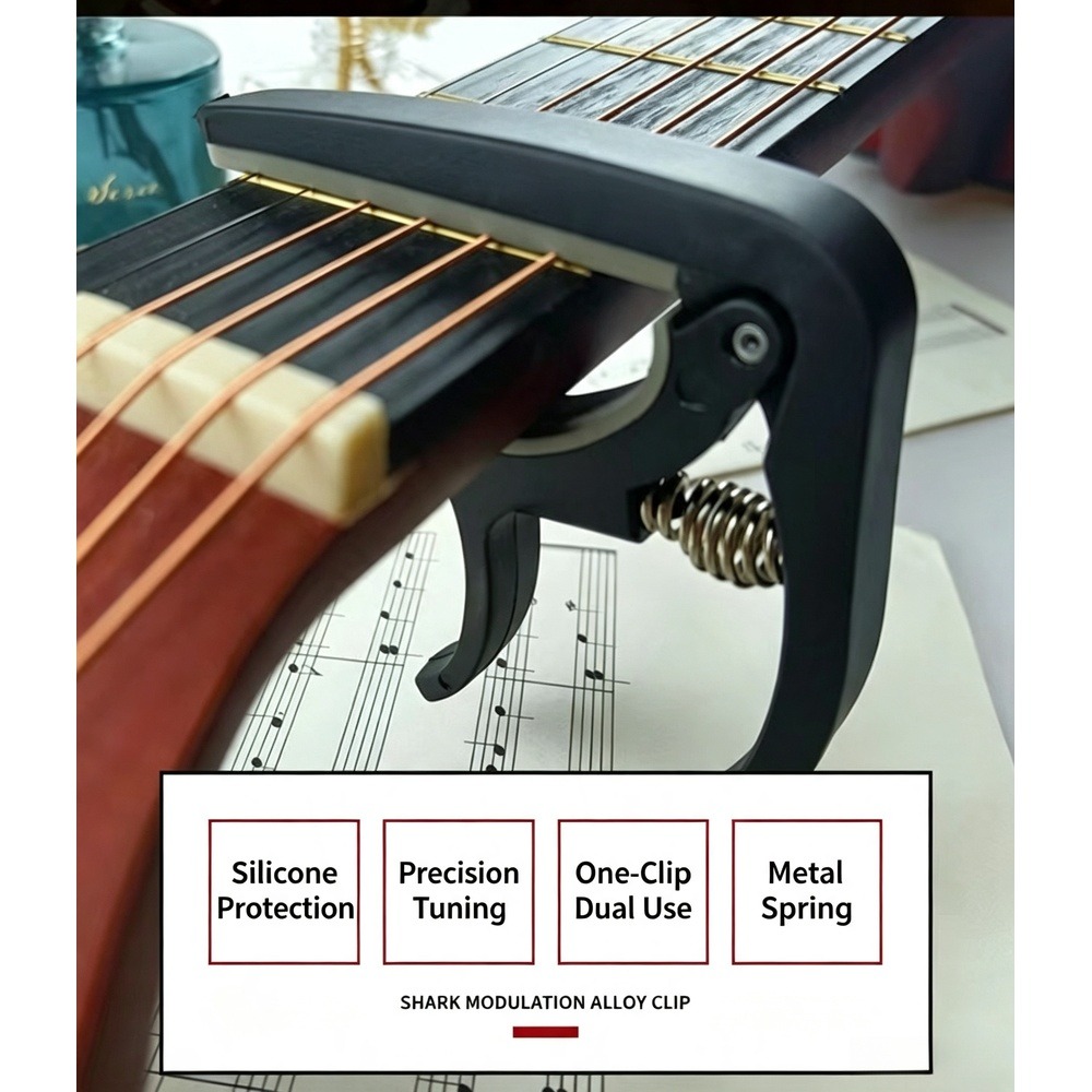 Musical Instrument Dulcimer - 2-in-1 gitaarcapo met brugpinnen-trekker, ABS-plastic snelwisselcapo