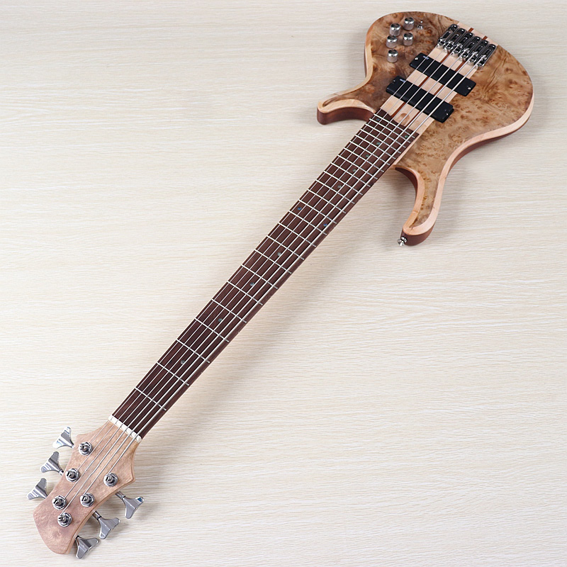 Bass Guitar Fretless - Actieve elektrische basgitaar Tree Burl Top