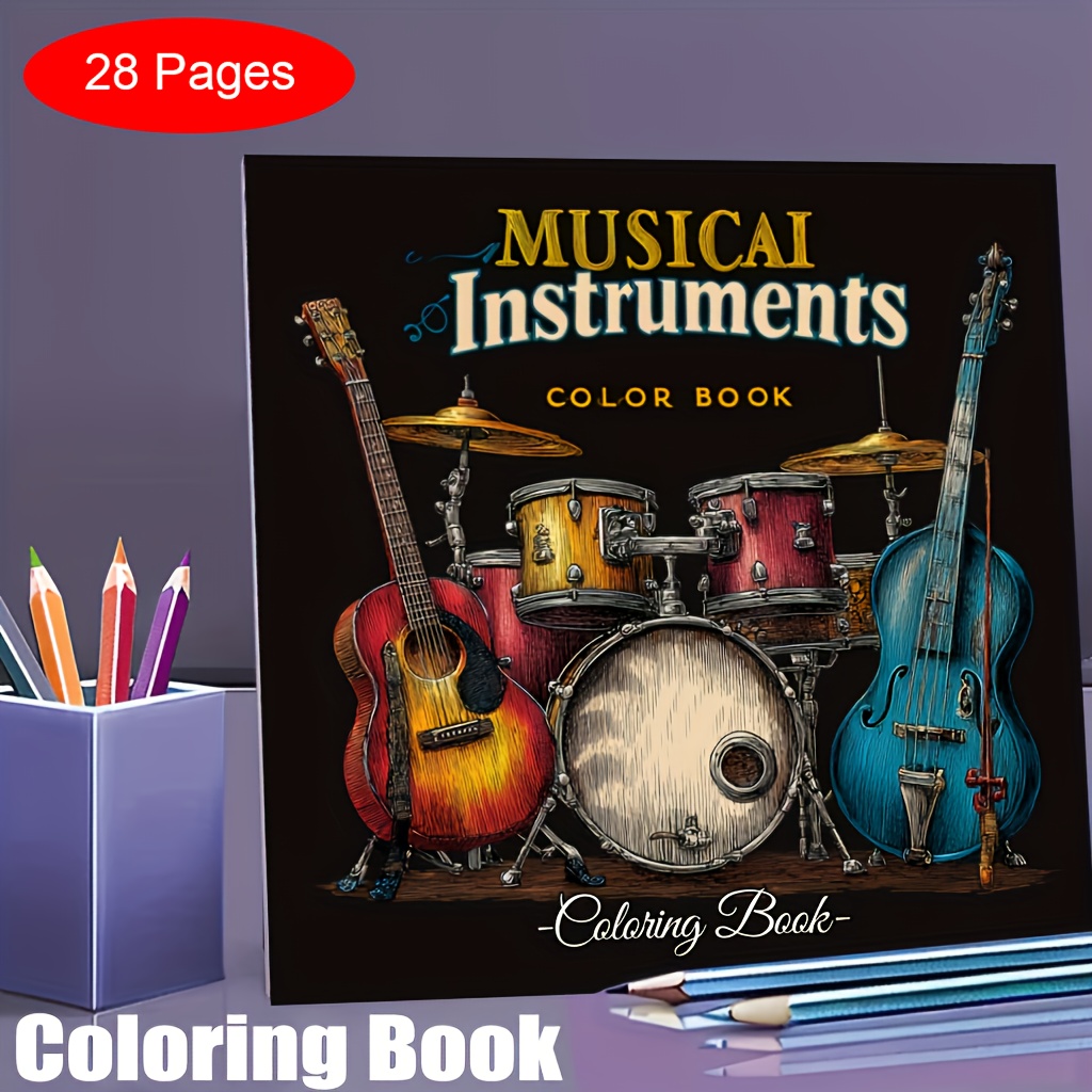28-pagina's muziekinstrument k - Musical Instrument Coloring Pages recensie en prijs