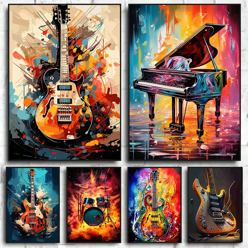 Abstracte kleurrijke kunst muz - Musical Instrument Guitar recensie en prijs
